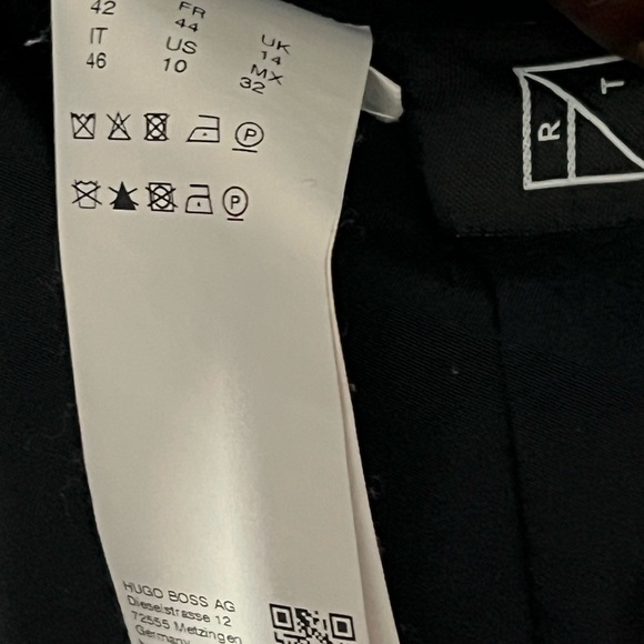 BOSS HUGO BOSS Joia Blazer Check Plaid Double Breasted Boxy Blue Linen Denim 10 - Picture 9 of 12